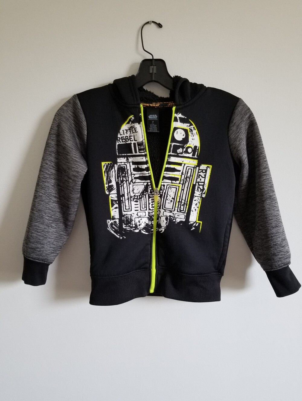 Star Wars Black & Gray Boys' Hooded Zip-Up Sweatshirt With R2-D2